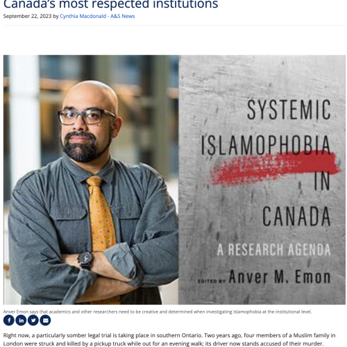 Prof Emon discusses new book ‘Systemic Islamophobia in Canada’