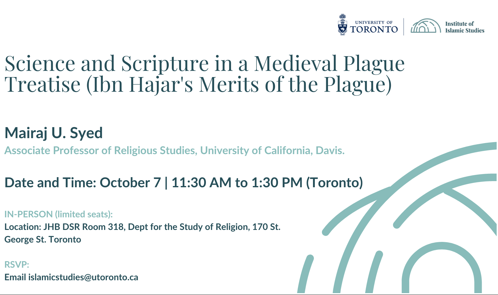 [Oct. 7, 2024] Science and Scripture in a Medieval Plague Treatise (Ibn Hajar’s Merits of the Plague)