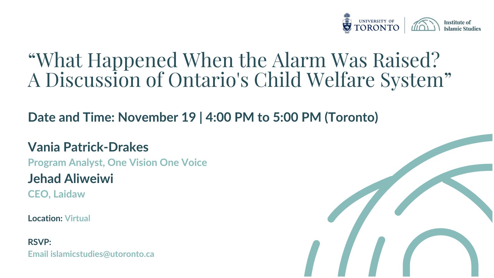 [Nov 19, 2024] Workshop: “What Happened When the Alarm Was Raised? A Discussion of Ontario’s Child Welfare System”